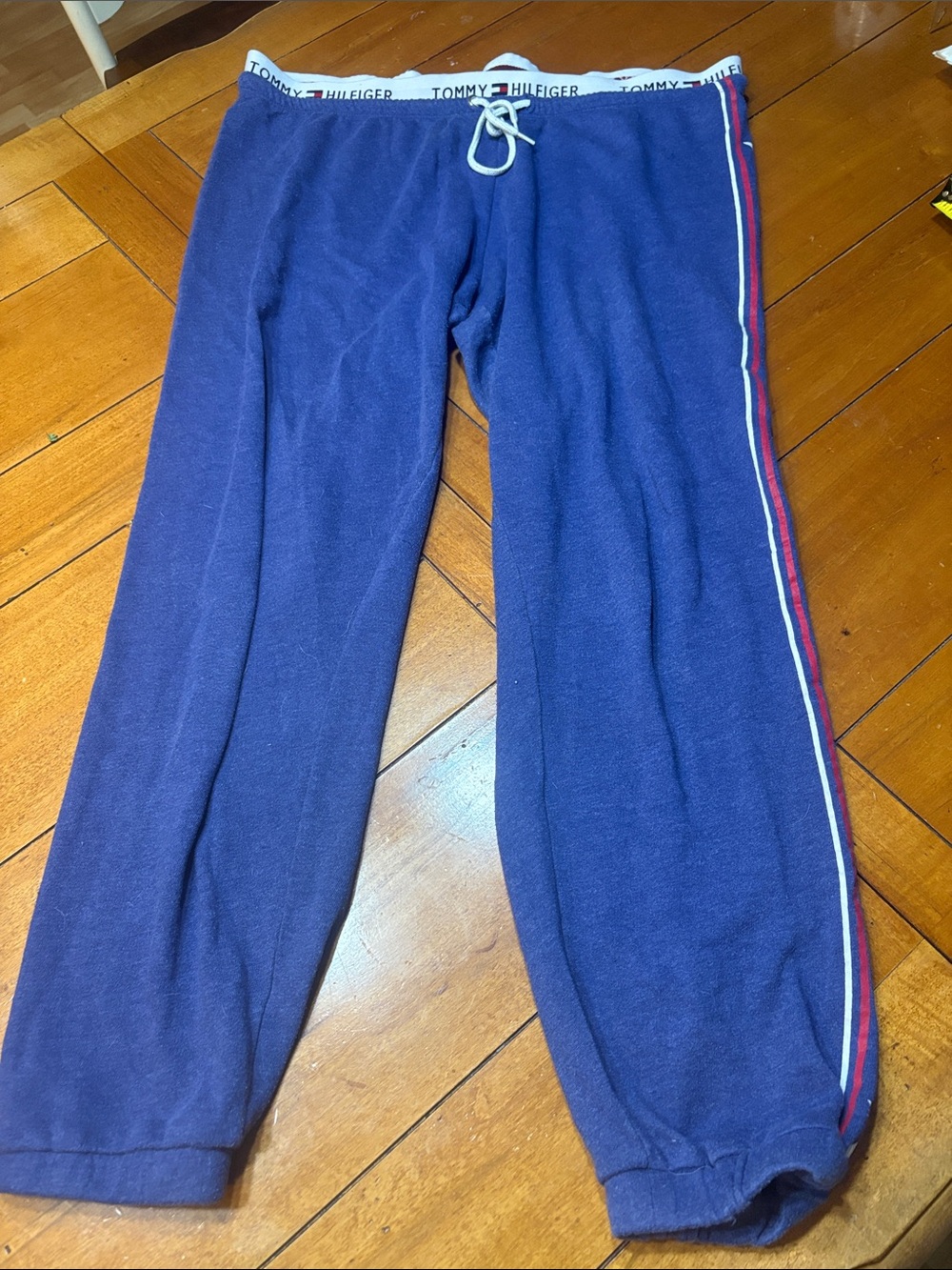 Tommy Hilfiger Unisex Navy Jogger Pants with Side Stripe, Large